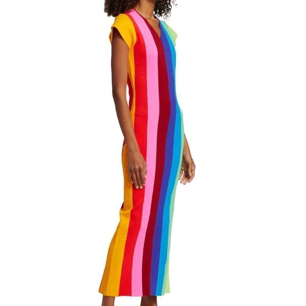 Christopher John‎ Rogers Striped Cap-Sleeve Midi-Dress - Picture 4 of 7